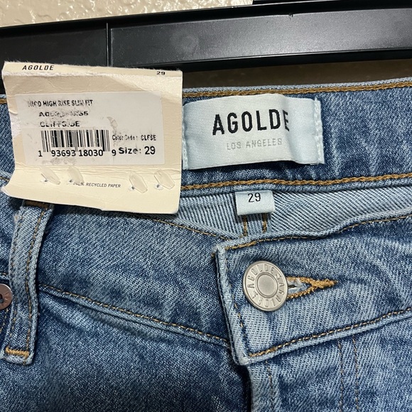 Agolde High Rise Jeans in Medium Blue - Picture 2 of 4
